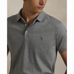 Ralph Lauren Men's Custom Slim Fit Short Sleeve Mesh Polo , Gray Heather , M